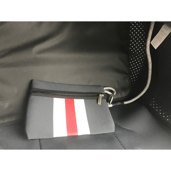 QOGIR Gray Neoprene Tote Bag Red White Stripe‎ Beach Travel Zipper Pouch - Picture 14 of 16